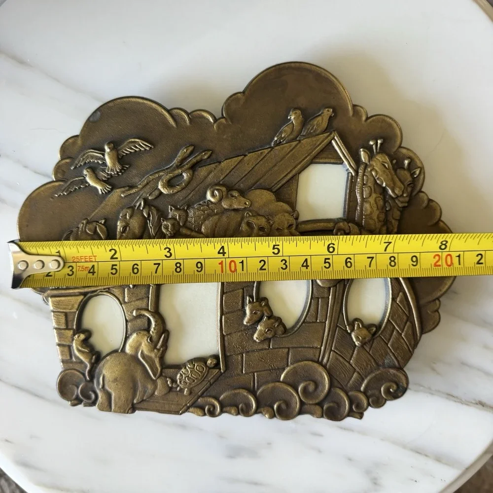 Vintage Bronze Finish Noah's Ark ~ 3D Picture Frame ~ Nursery Decor
